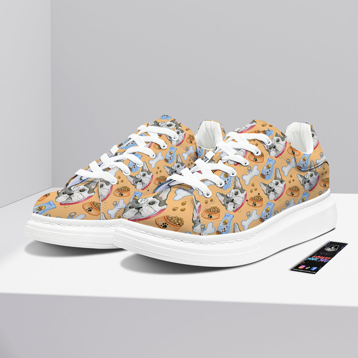 French Bulldog Watercolor Print Pattern Platform Shoes-grizzshop