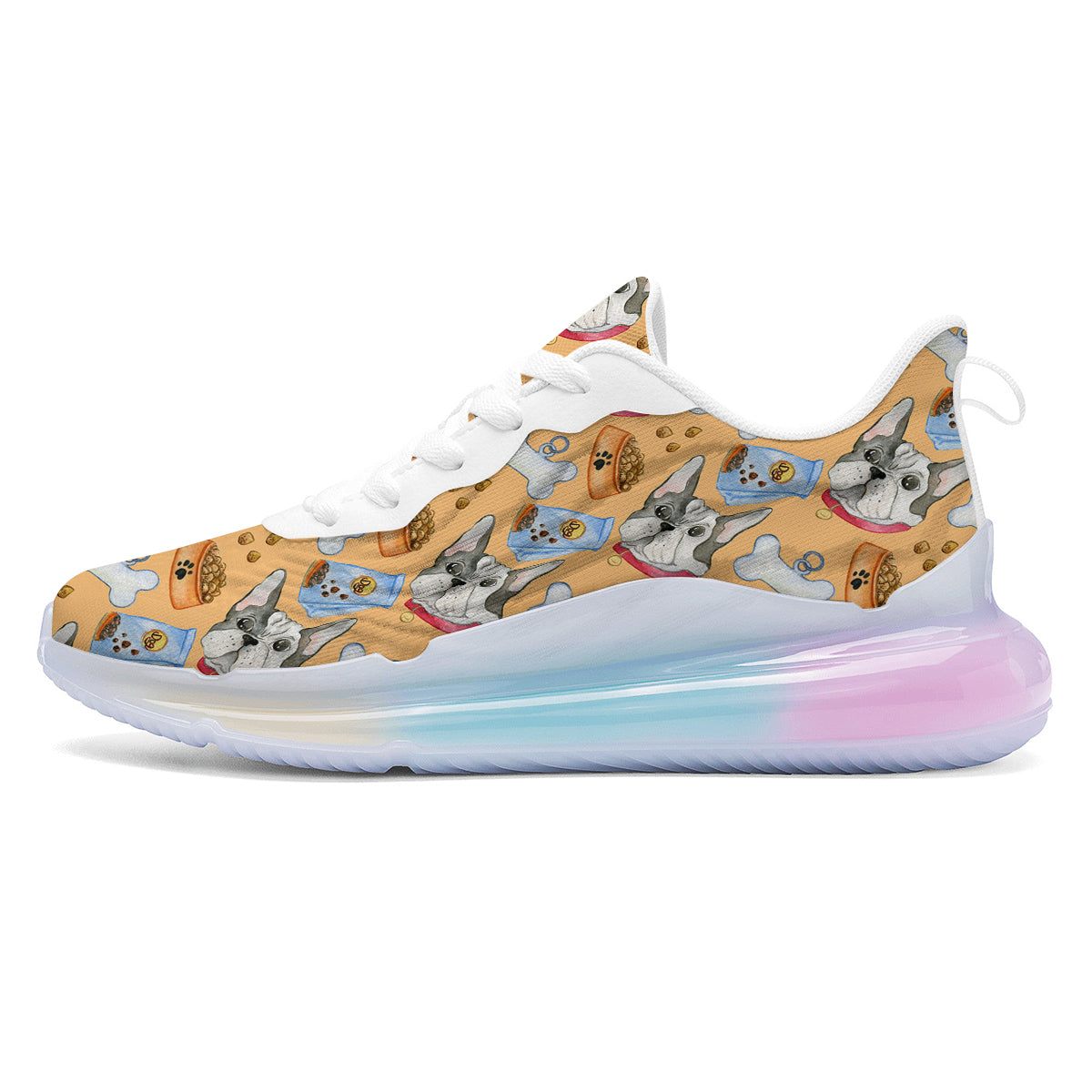 French Bulldog Watercolor Print Pattern Running Sneakers-grizzshop