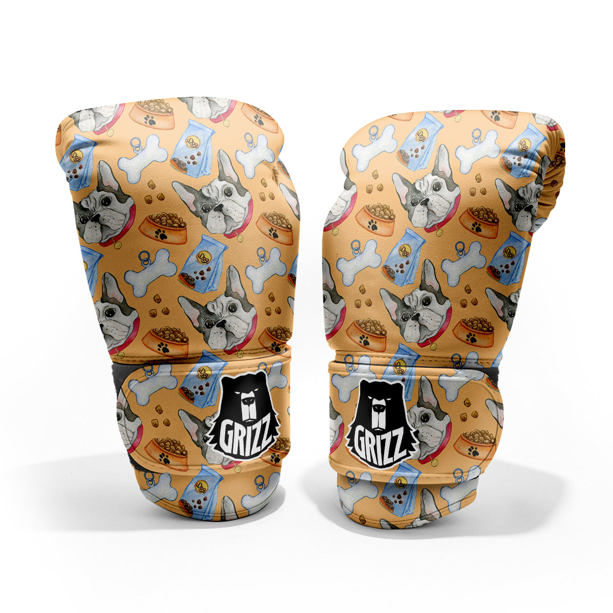 French Bulldog Watercolor Print Pattern Pro Boxing Glove