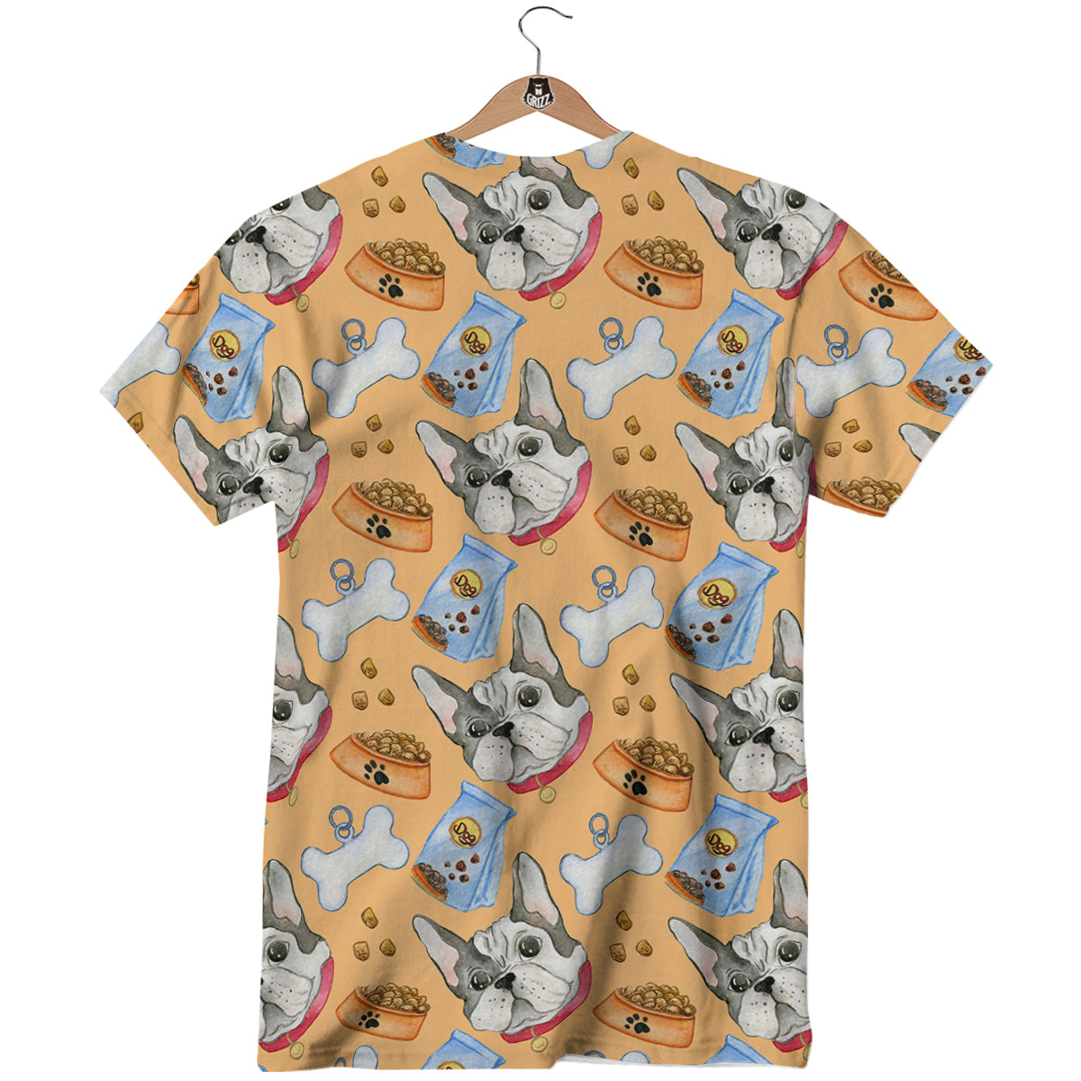 French Bulldog Watercolor Print Pattern T-Shirt-grizzshop