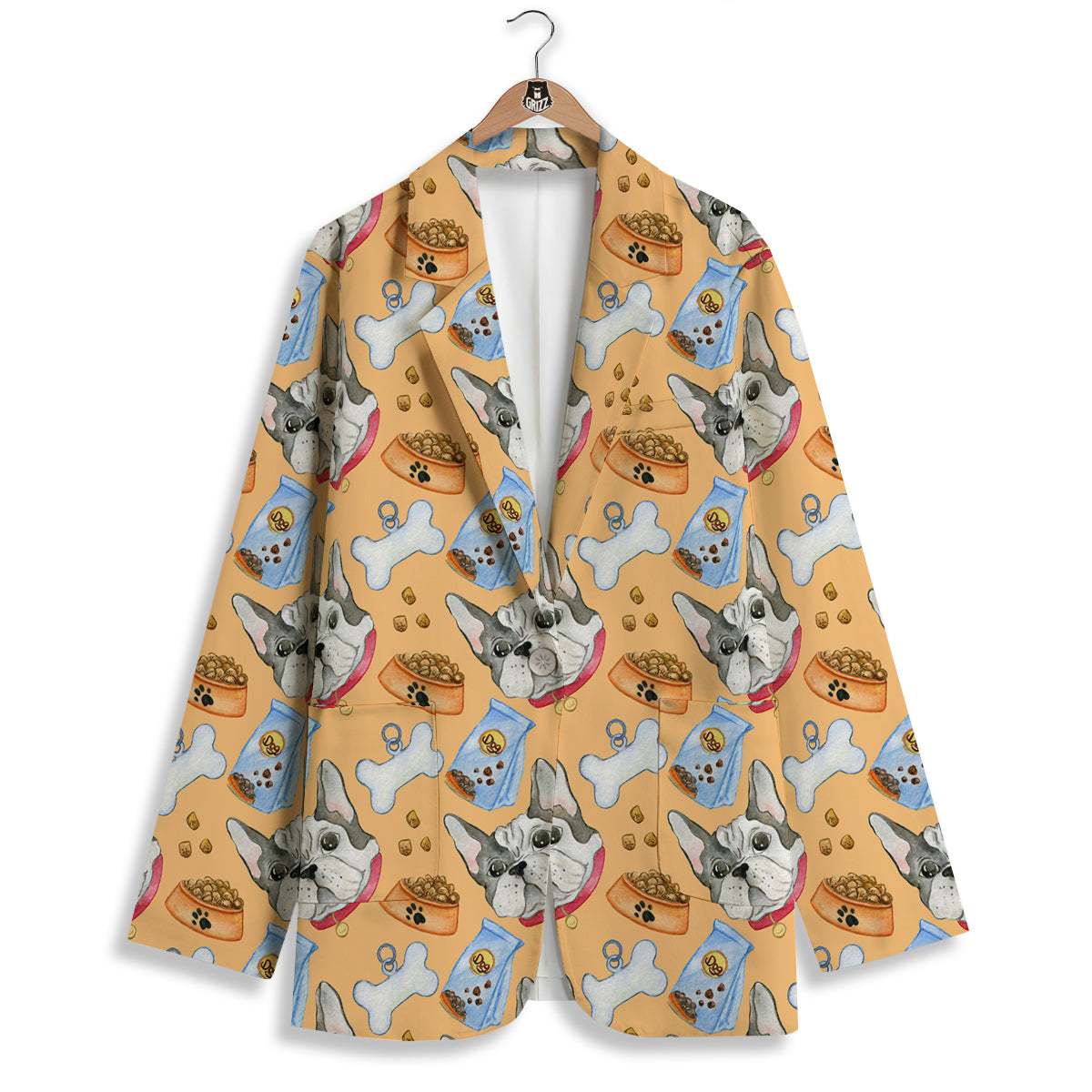 French Bulldog Watercolor Print Pattern Women's Blazer-grizzshop