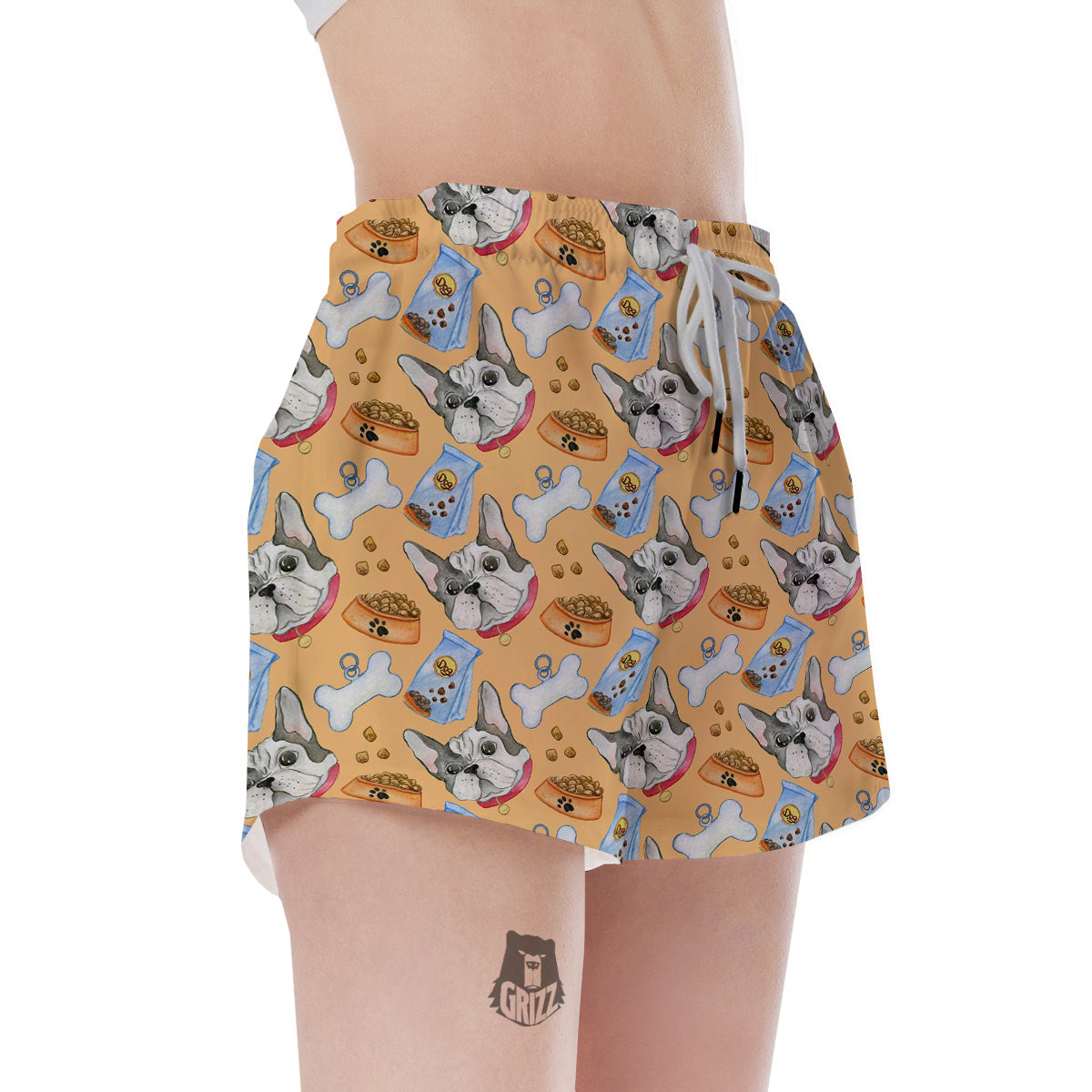 French Bulldog Watercolor Print Pattern Women's Shorts-grizzshop