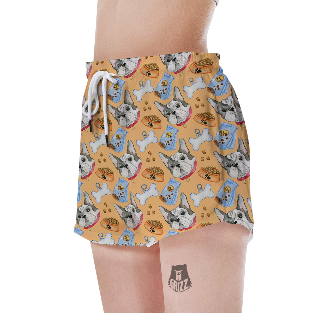French Bulldog Watercolor Print Pattern Women's Shorts-grizzshop