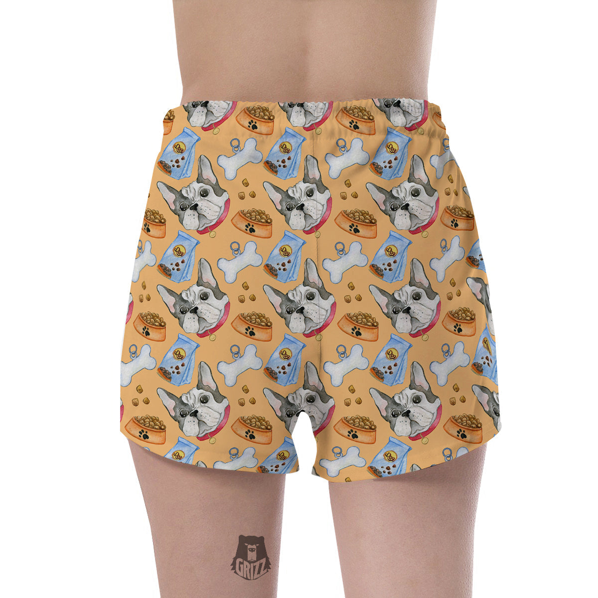French Bulldog Watercolor Print Pattern Women's Shorts-grizzshop