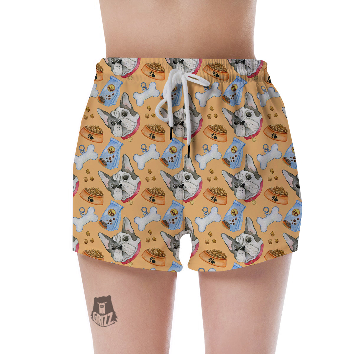 French Bulldog Watercolor Print Pattern Women's Shorts-grizzshop
