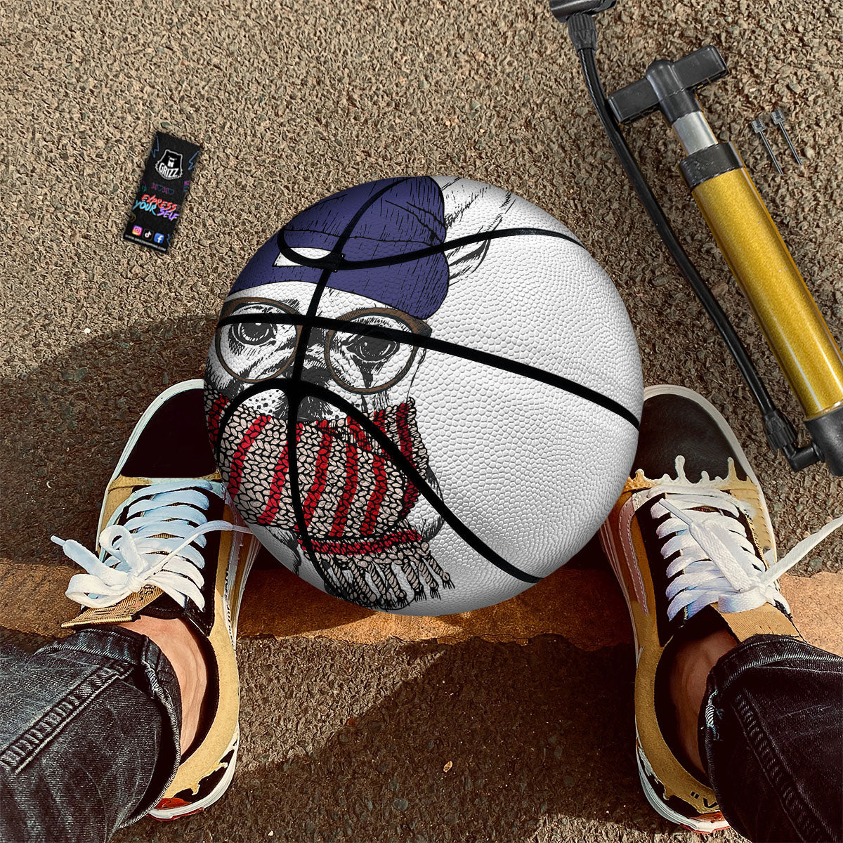 French Bulldog Wearing Glasses Print Basketball-grizzshop