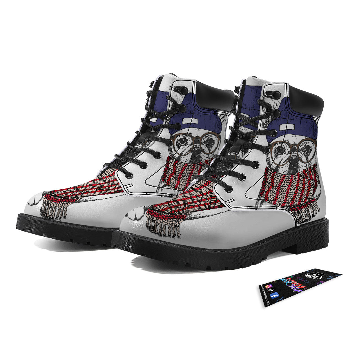 French Bulldog Wearing Glasses Print Boots-grizzshop