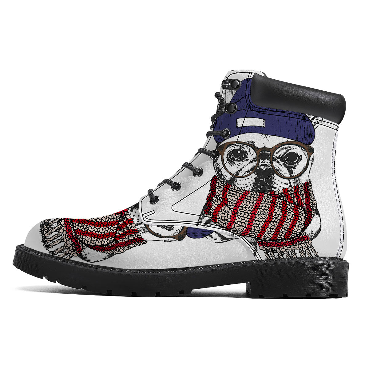 French Bulldog Wearing Glasses Print Boots-grizzshop