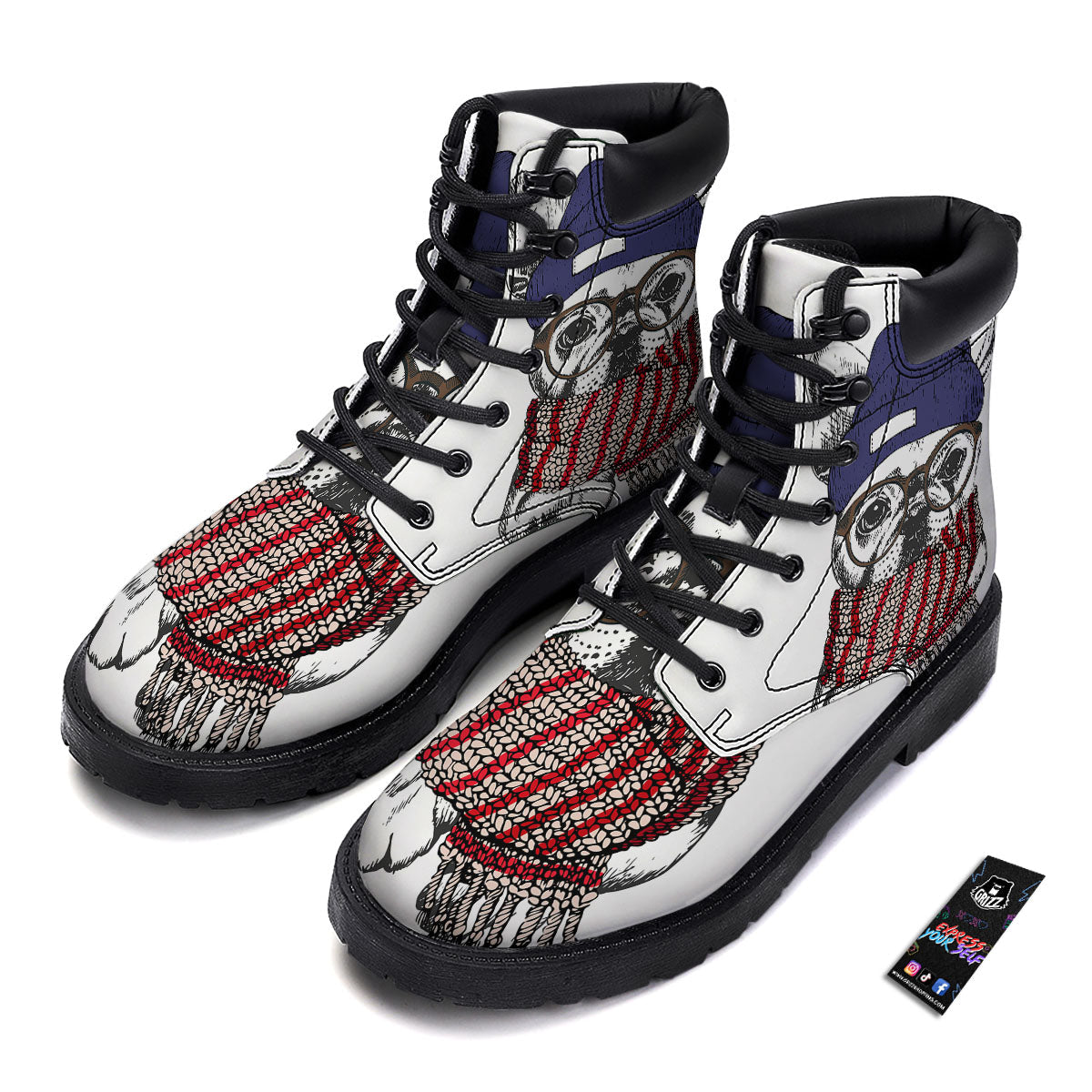 French Bulldog Wearing Glasses Print Boots-grizzshop
