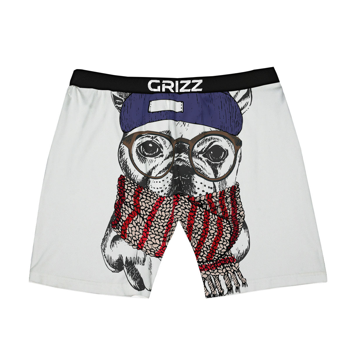 French Bulldog Wearing Glasses Print Boxer Briefs-grizzshop