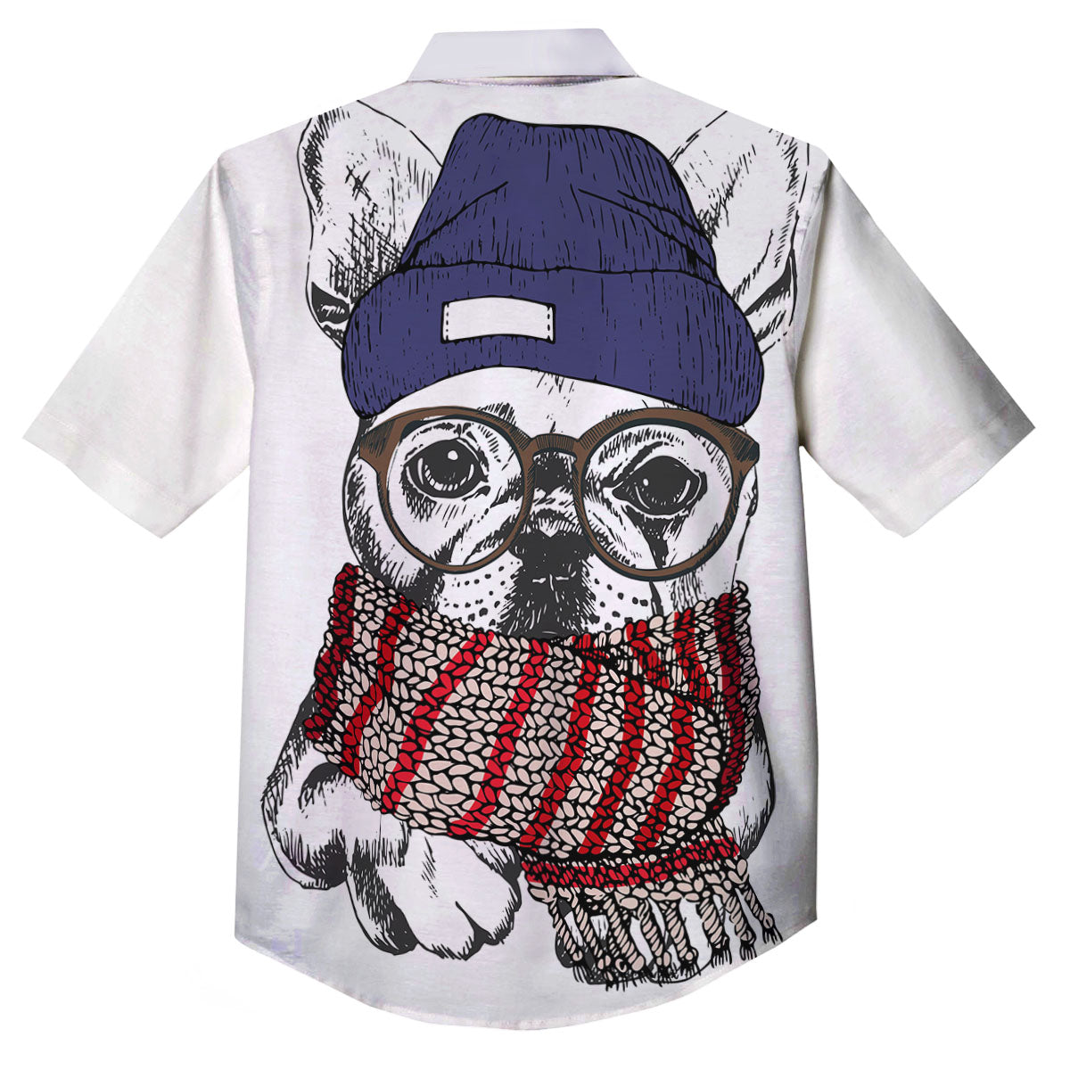 French Bulldog Wearing Glasses Print Button Up Shirt-grizzshop