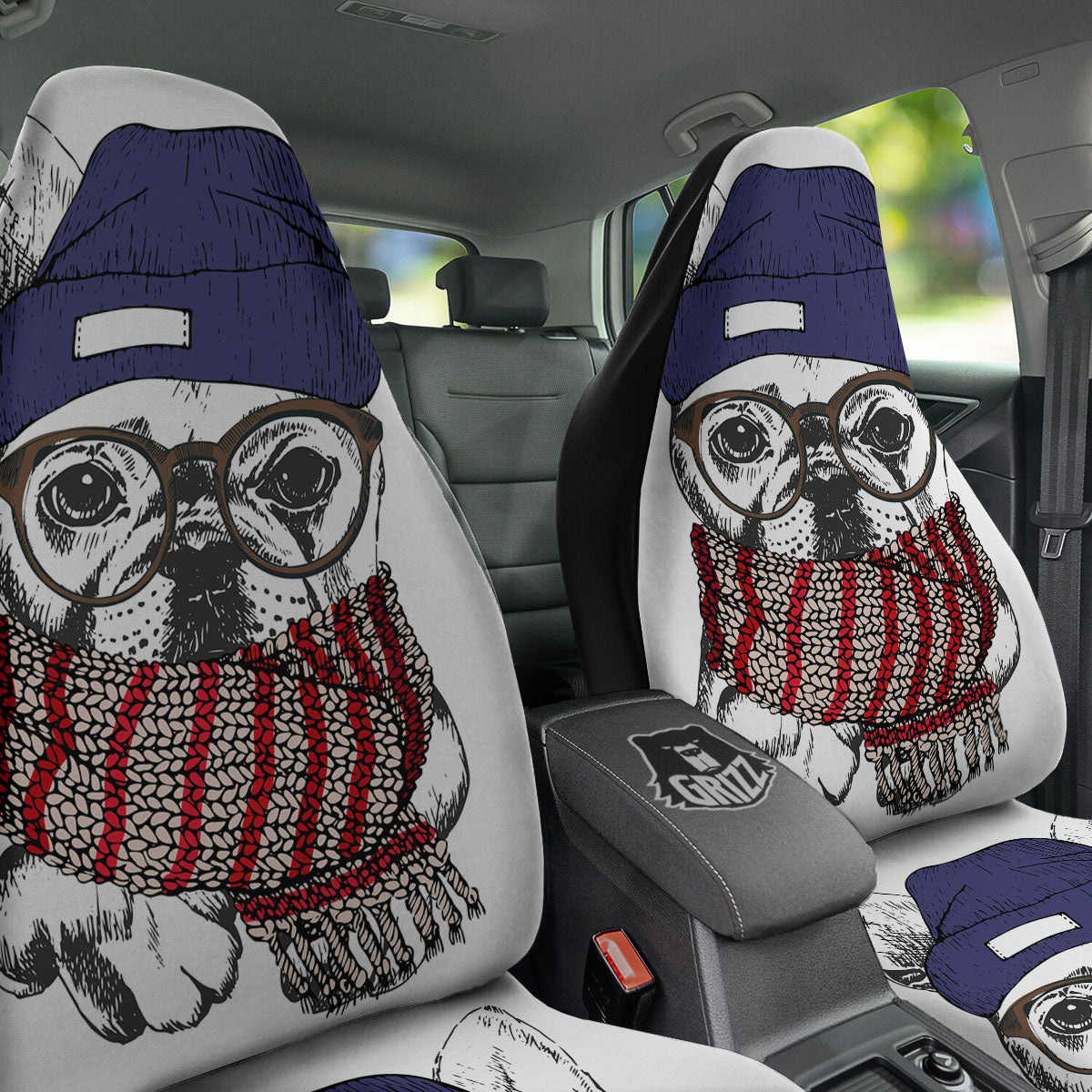 French Bulldog Wearing Glasses Print Car Seat Covers-grizzshop