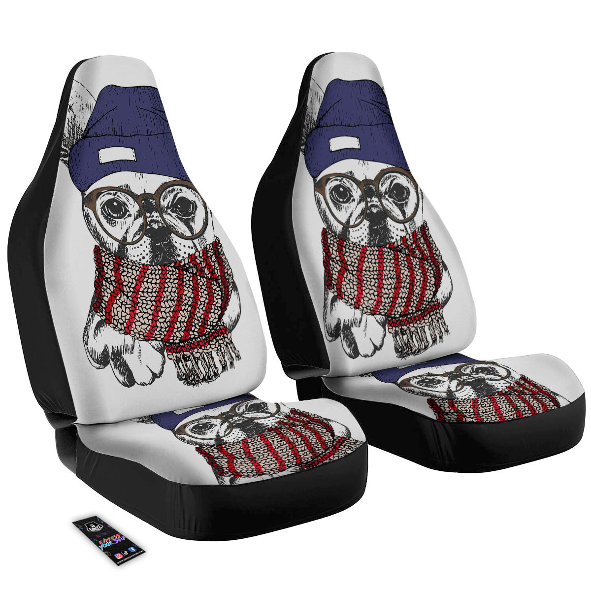 French Bulldog Wearing Glasses Print Car Seat Covers-grizzshop