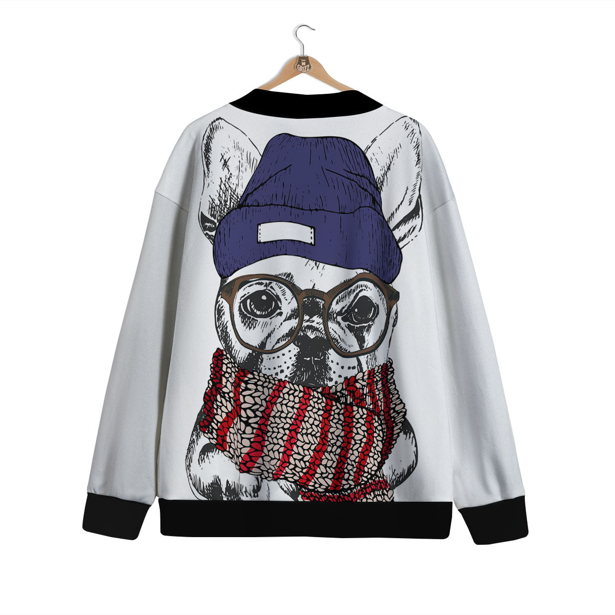 French Bulldog Wearing Glasses Print Cardigan-grizzshop