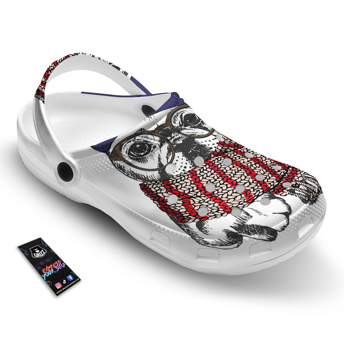 French Bulldog Wearing Glasses Print Clog-grizzshop