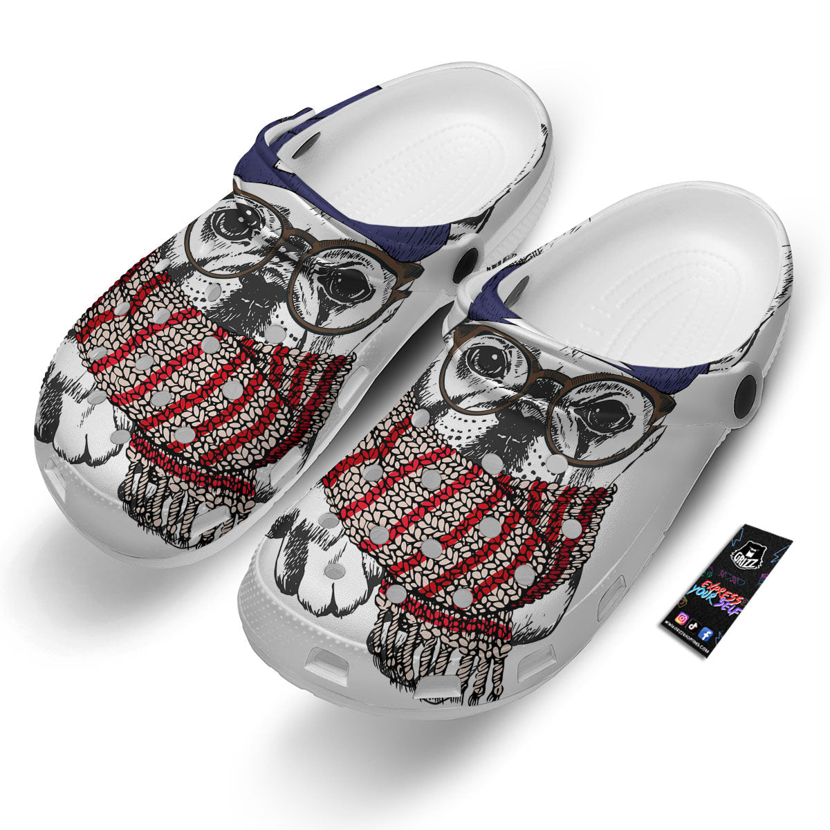 French Bulldog Wearing Glasses Print Clog-grizzshop