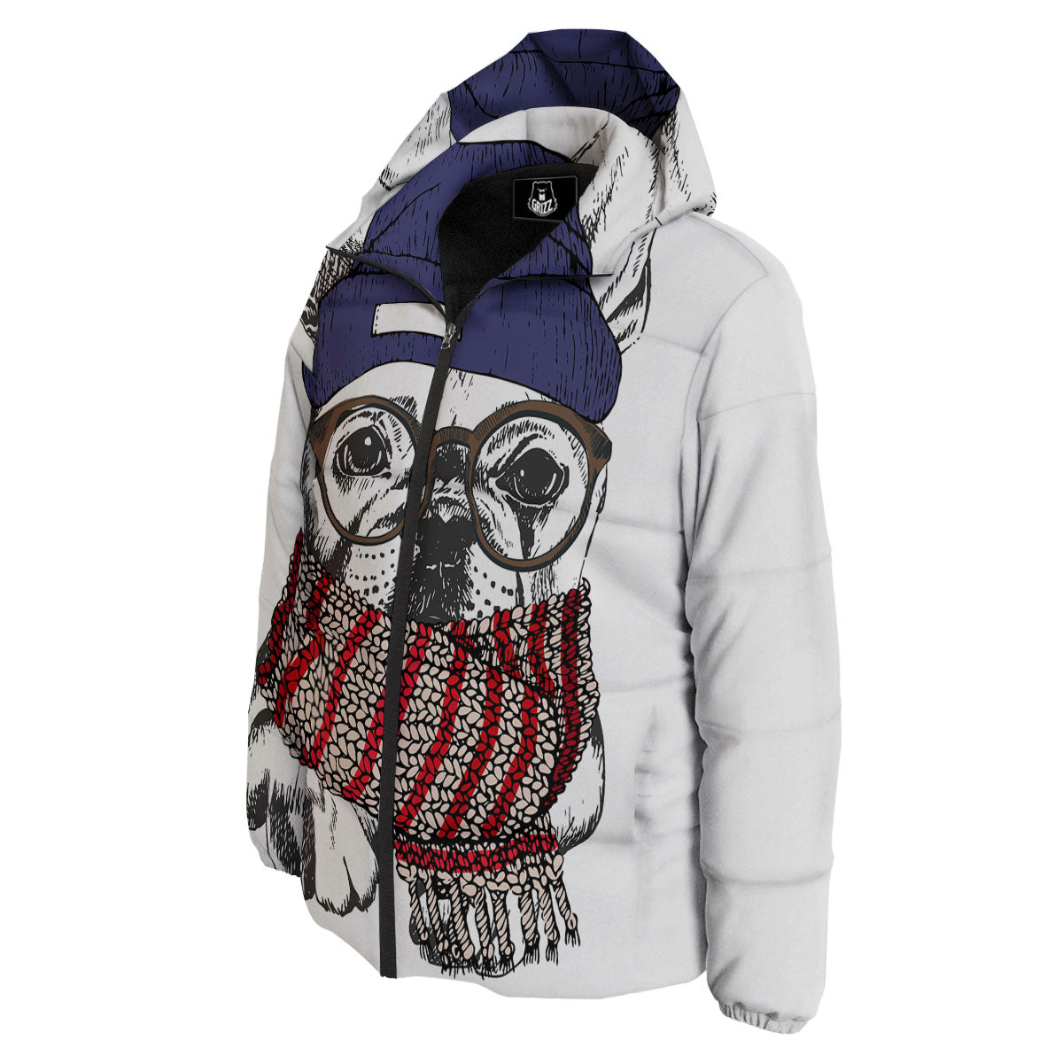 French Bulldog Wearing Glasses Print Down Jacket-grizzshop