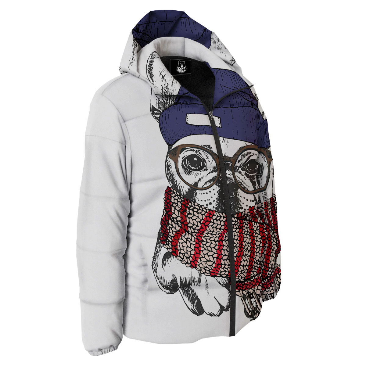 French Bulldog Wearing Glasses Print Down Jacket-grizzshop