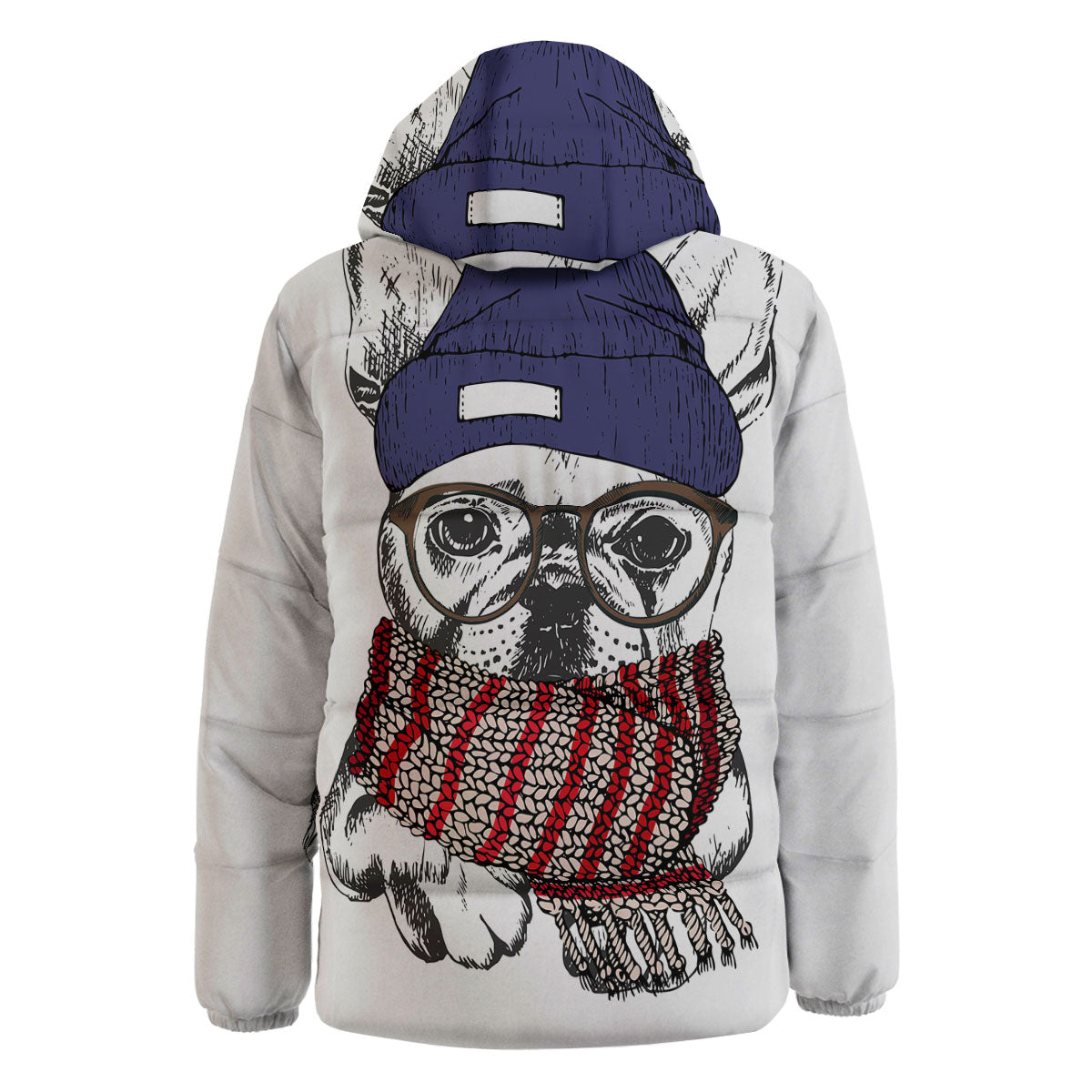 French Bulldog Wearing Glasses Print Down Jacket-grizzshop