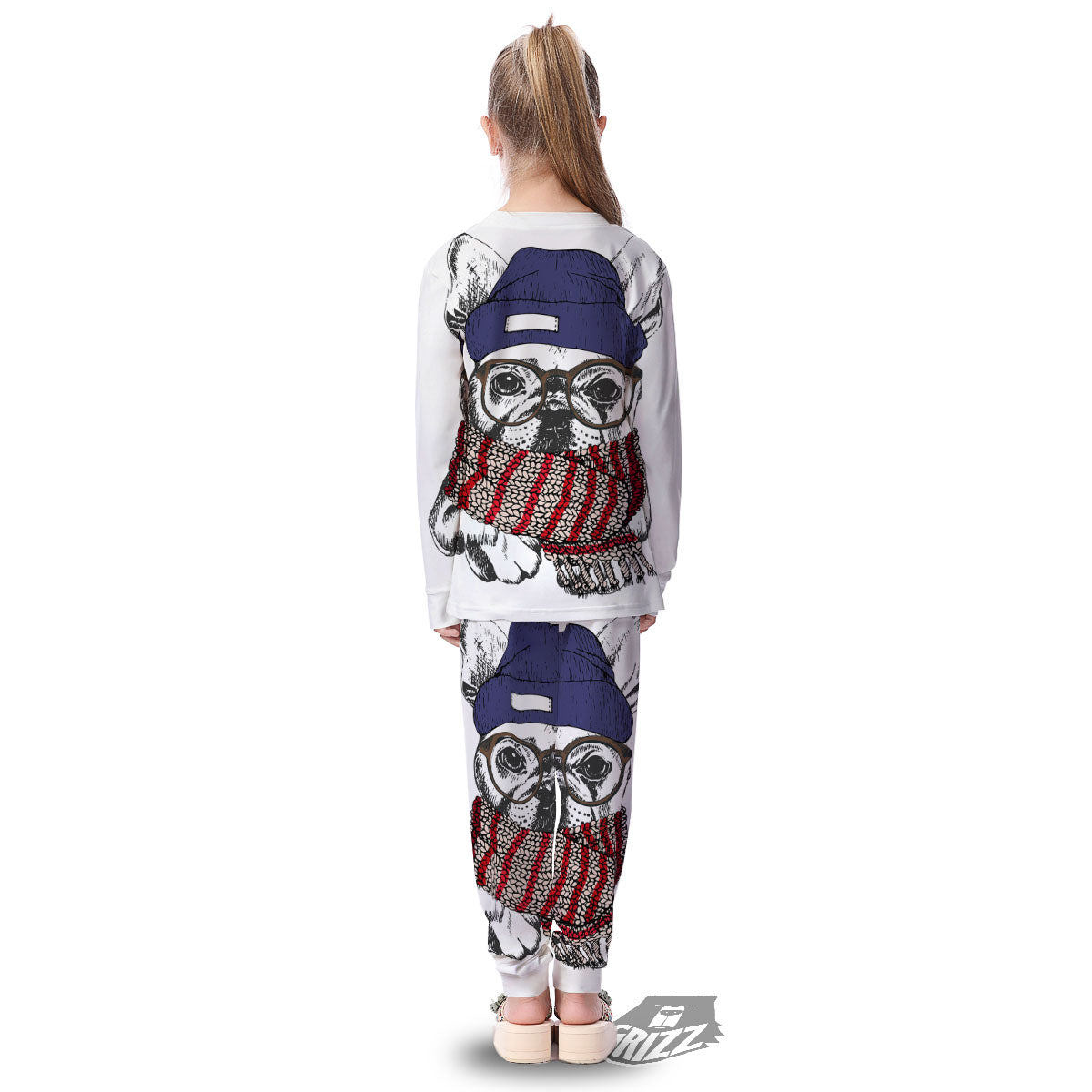 French Bulldog Wearing Glasses Print Kid's Pajamas-grizzshop