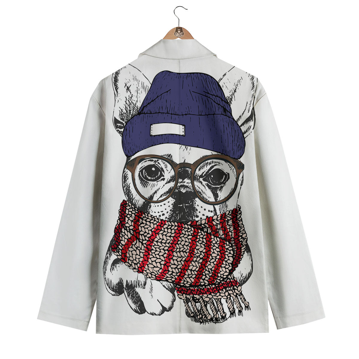 French Bulldog Wearing Glasses Print Men's Blazer-grizzshop