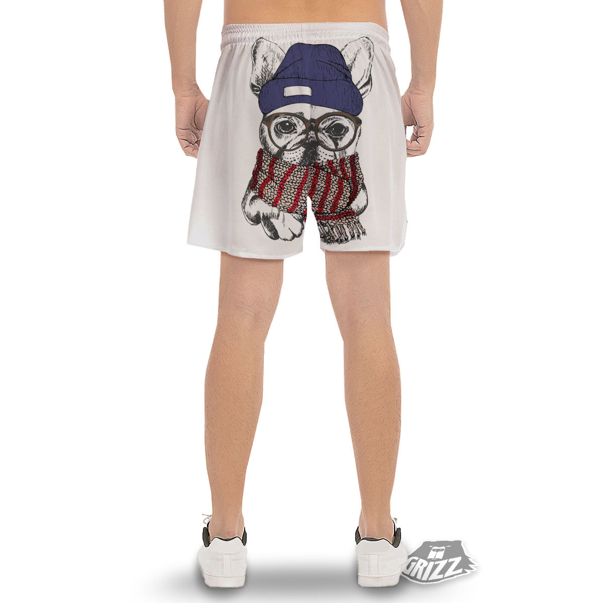 French Bulldog Wearing Glasses Print Men's Gym Shorts-grizzshop
