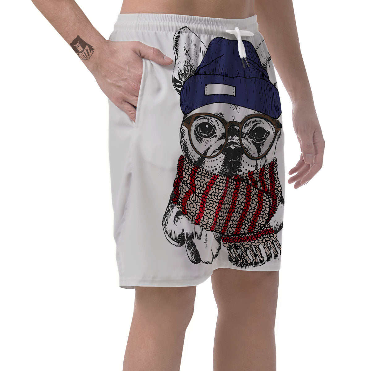 French Bulldog Wearing Glasses Print Men's Shorts-grizzshop