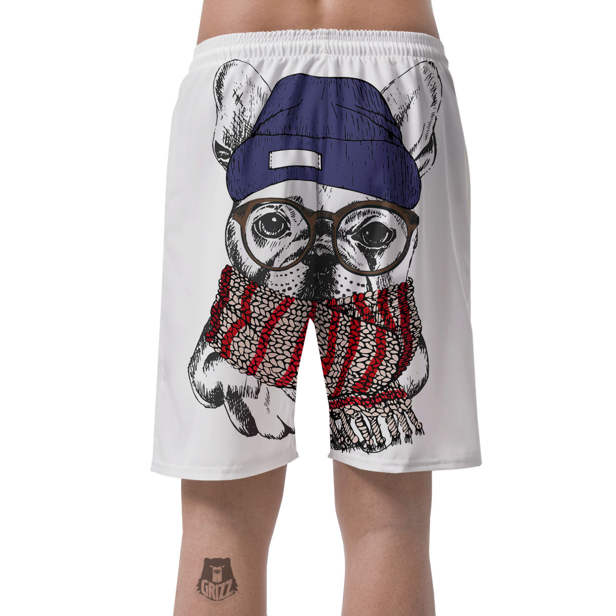 French Bulldog Wearing Glasses Print Men's Shorts-grizzshop
