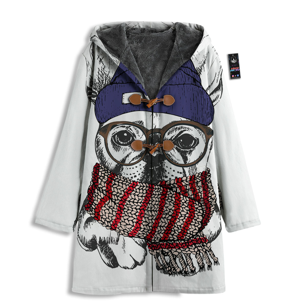 French Bulldog Wearing Glasses Print Men's Windbreaker Jacket-grizzshop