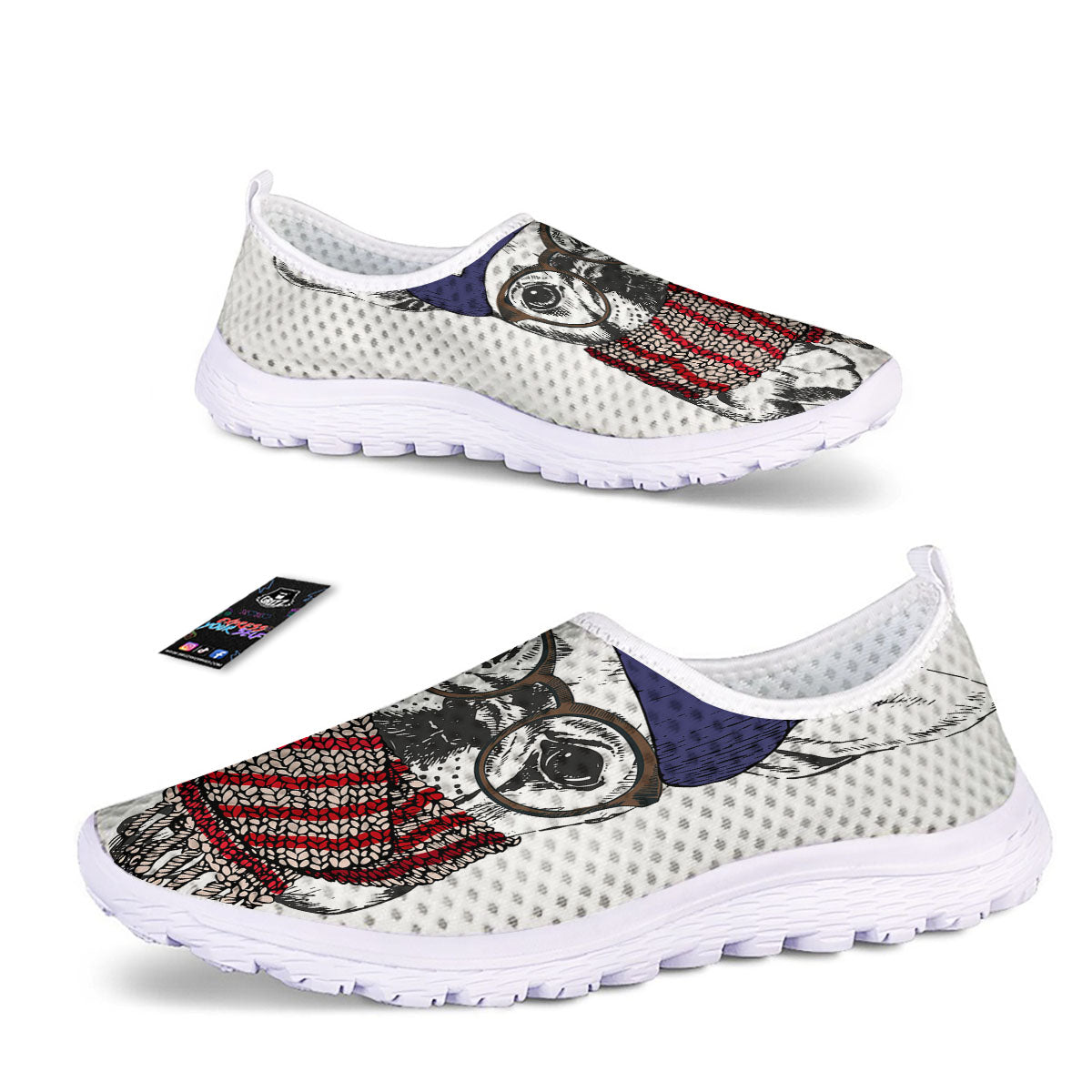 French Bulldog Wearing Glasses Print Nurse Shoes-grizzshop