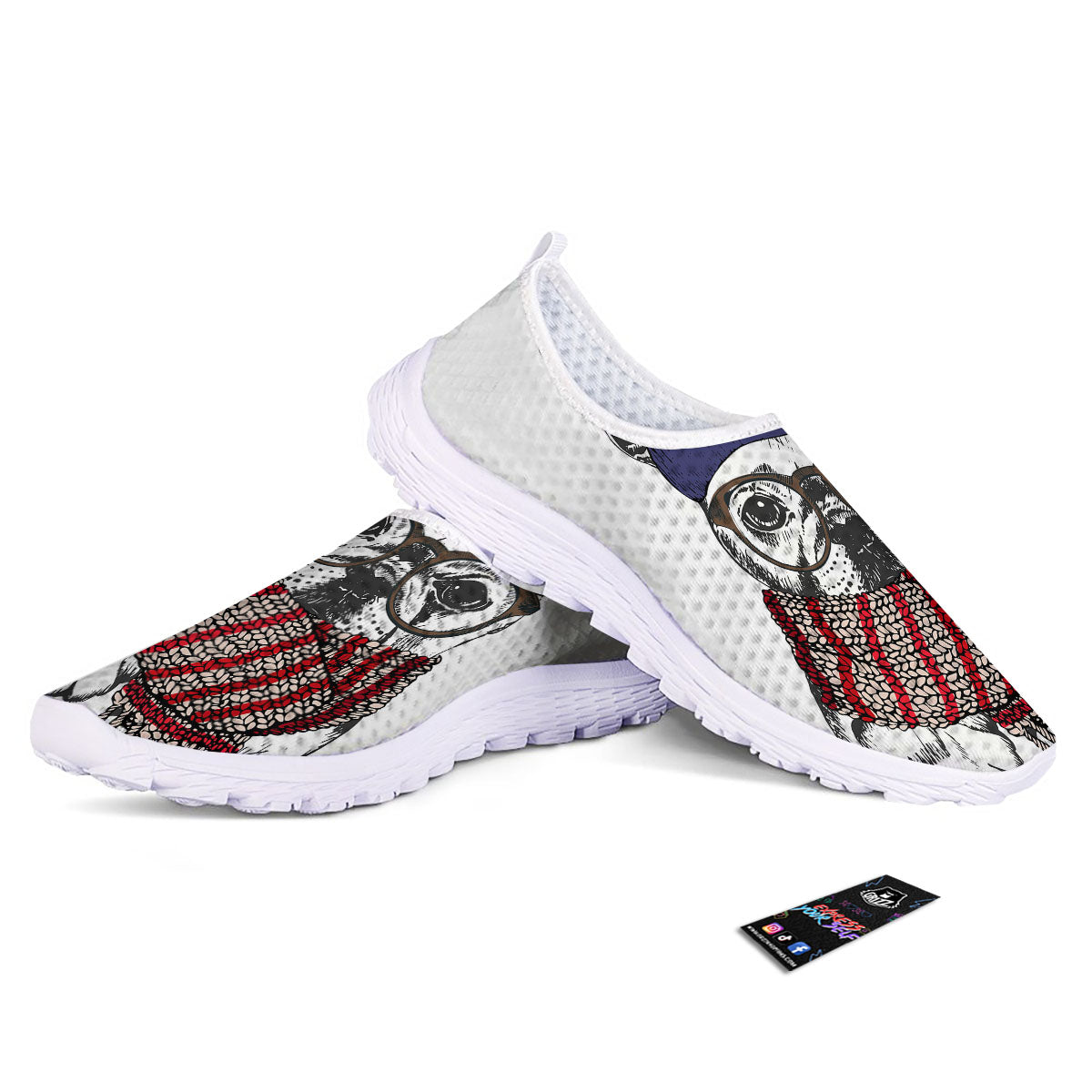 French Bulldog Wearing Glasses Print Nurse Shoes-grizzshop