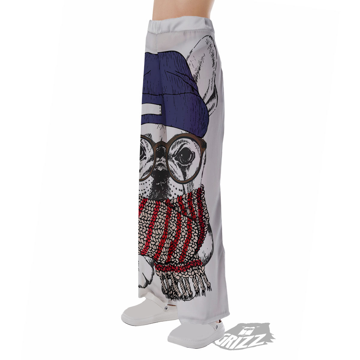French Bulldog Wearing Glasses Print Pajama Pants-grizzshop