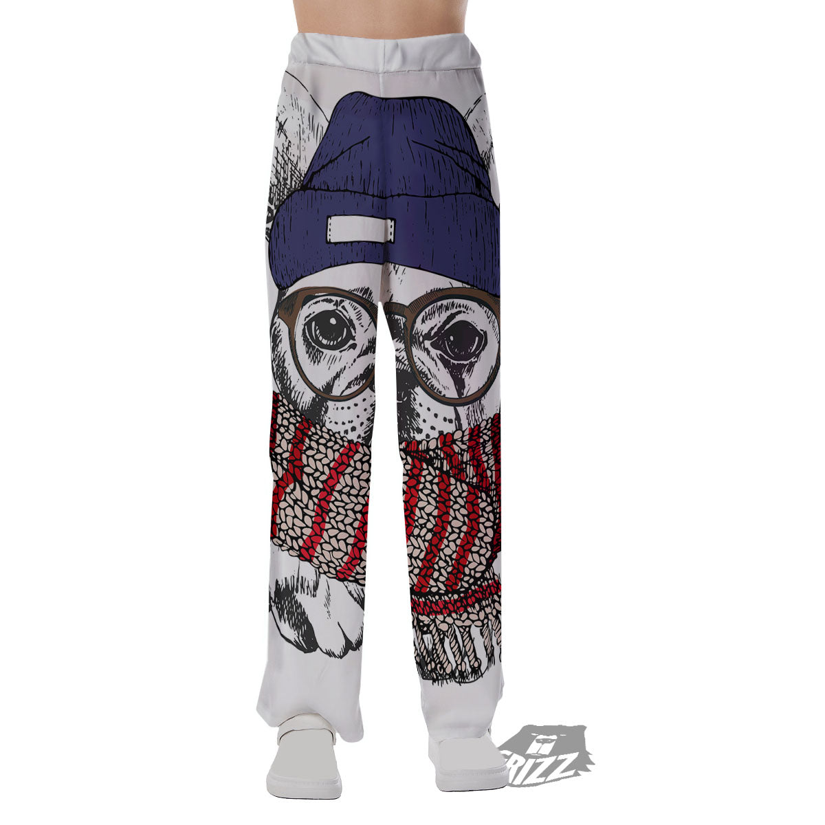 French Bulldog Wearing Glasses Print Pajama Pants-grizzshop