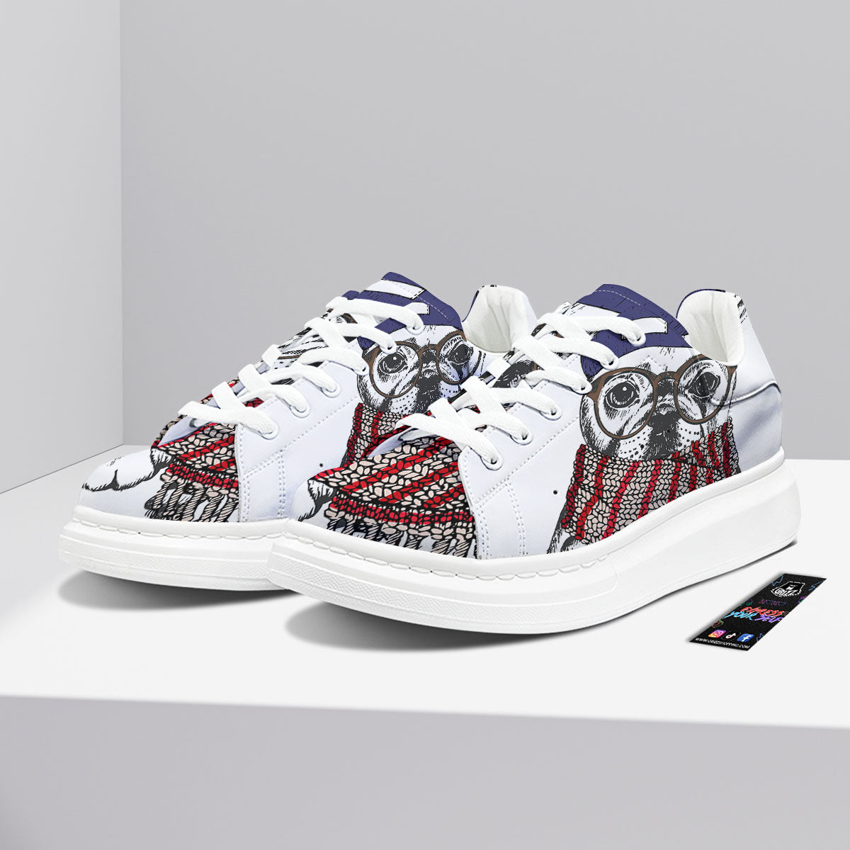 French Bulldog Wearing Glasses Print Platform Shoes-grizzshop