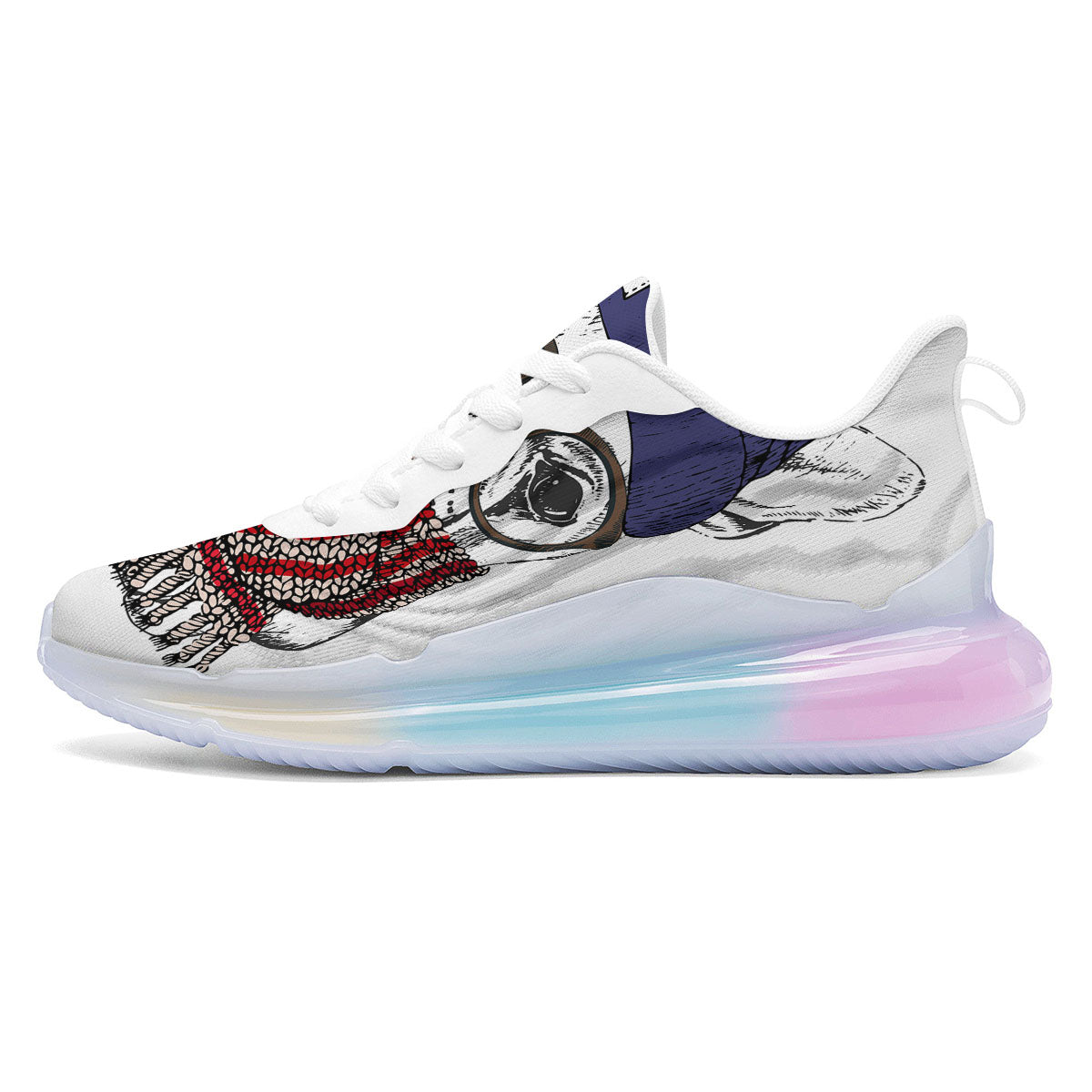 French Bulldog Wearing Glasses Print Running Sneakers-grizzshop