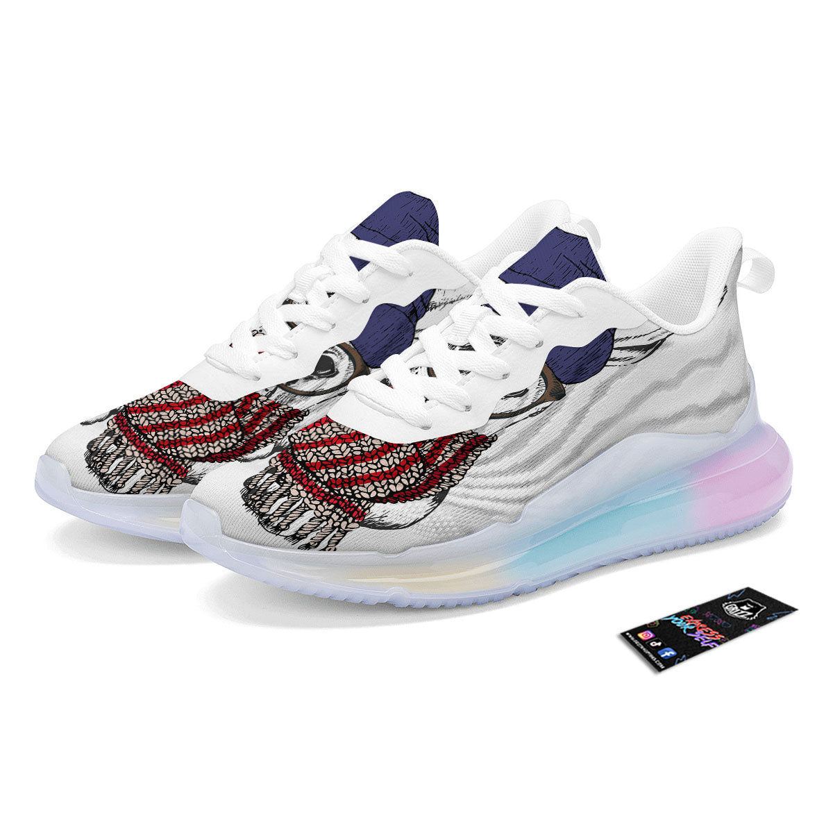 French Bulldog Wearing Glasses Print Running Sneakers-grizzshop