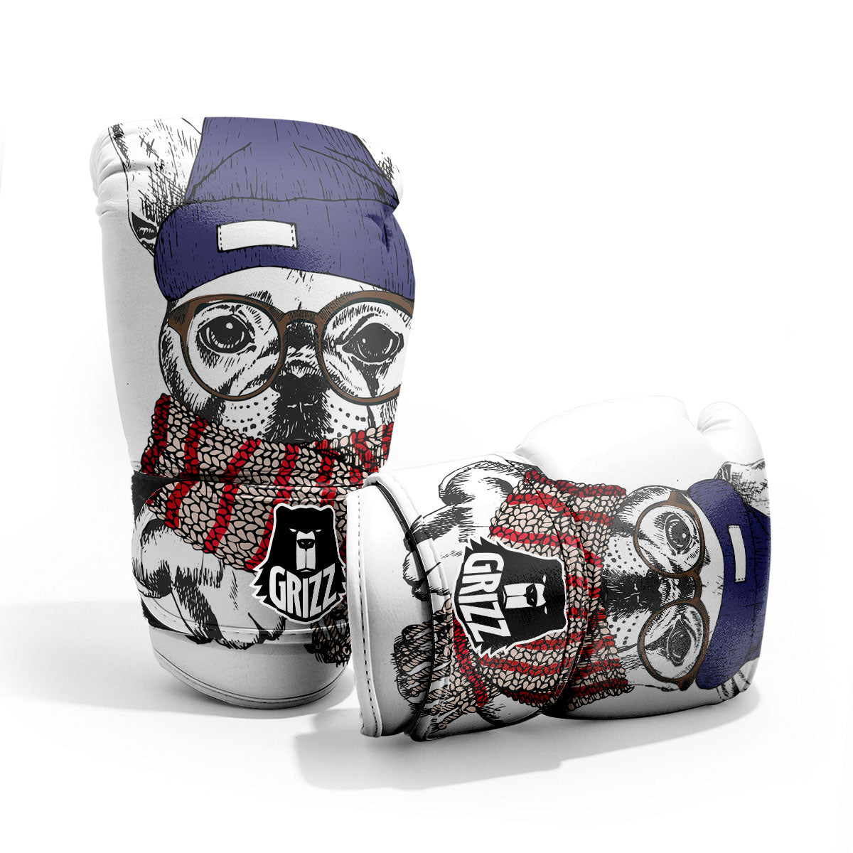 French Bulldog Wearing Glasses Print Pro Boxing Glove