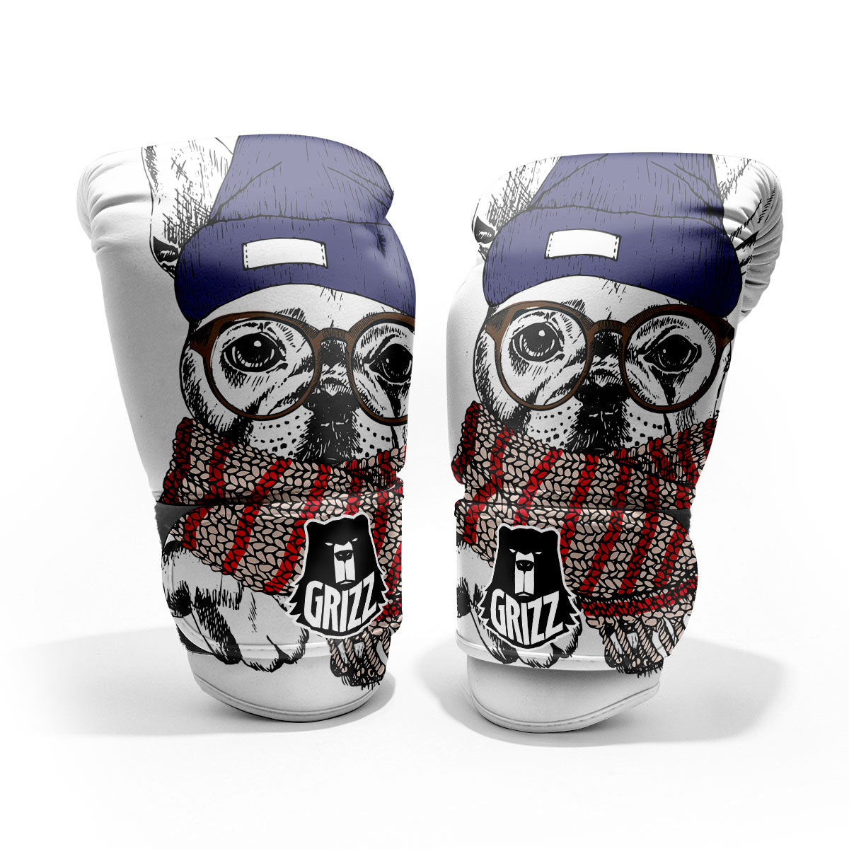French Bulldog Wearing Glasses Print Pro Boxing Glove