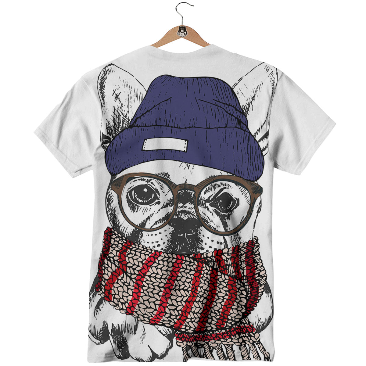 French Bulldog Wearing Glasses Print T-Shirt-grizzshop