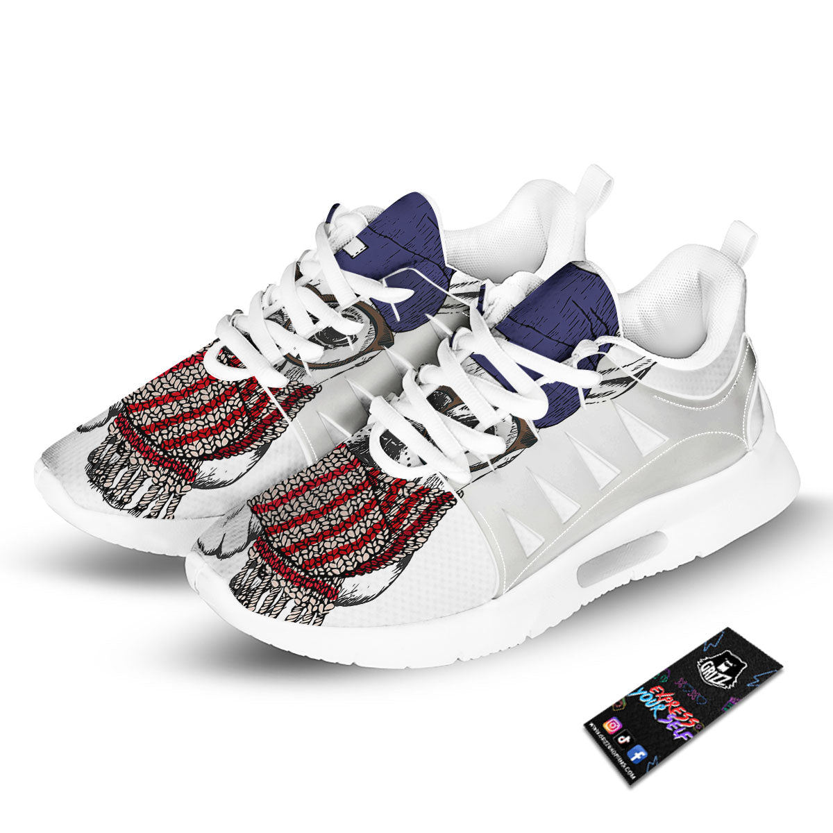 French Bulldog Wearing Glasses Print Tennis Shoes-grizzshop