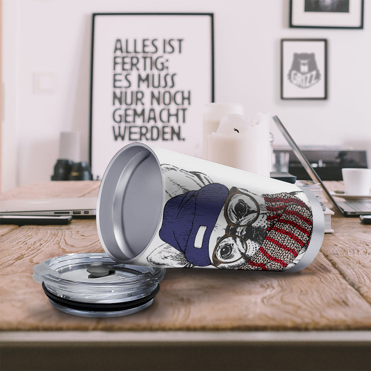 French Bulldog Wearing Glasses Print Tumbler-grizzshop