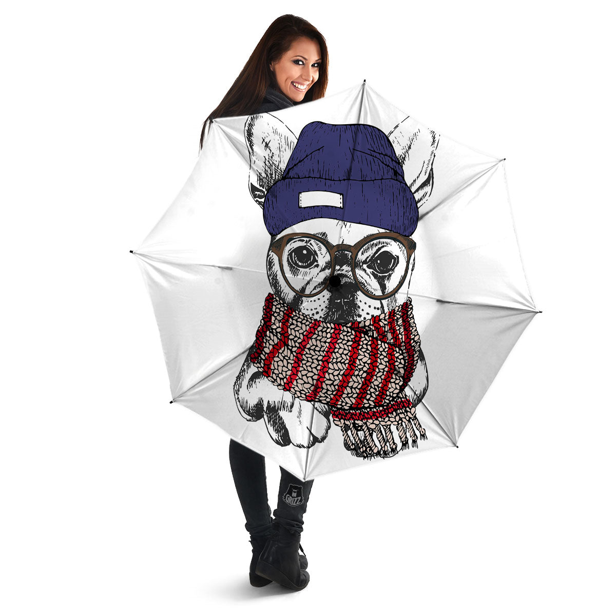 French Bulldog Wearing Glasses Print Umbrella-grizzshop