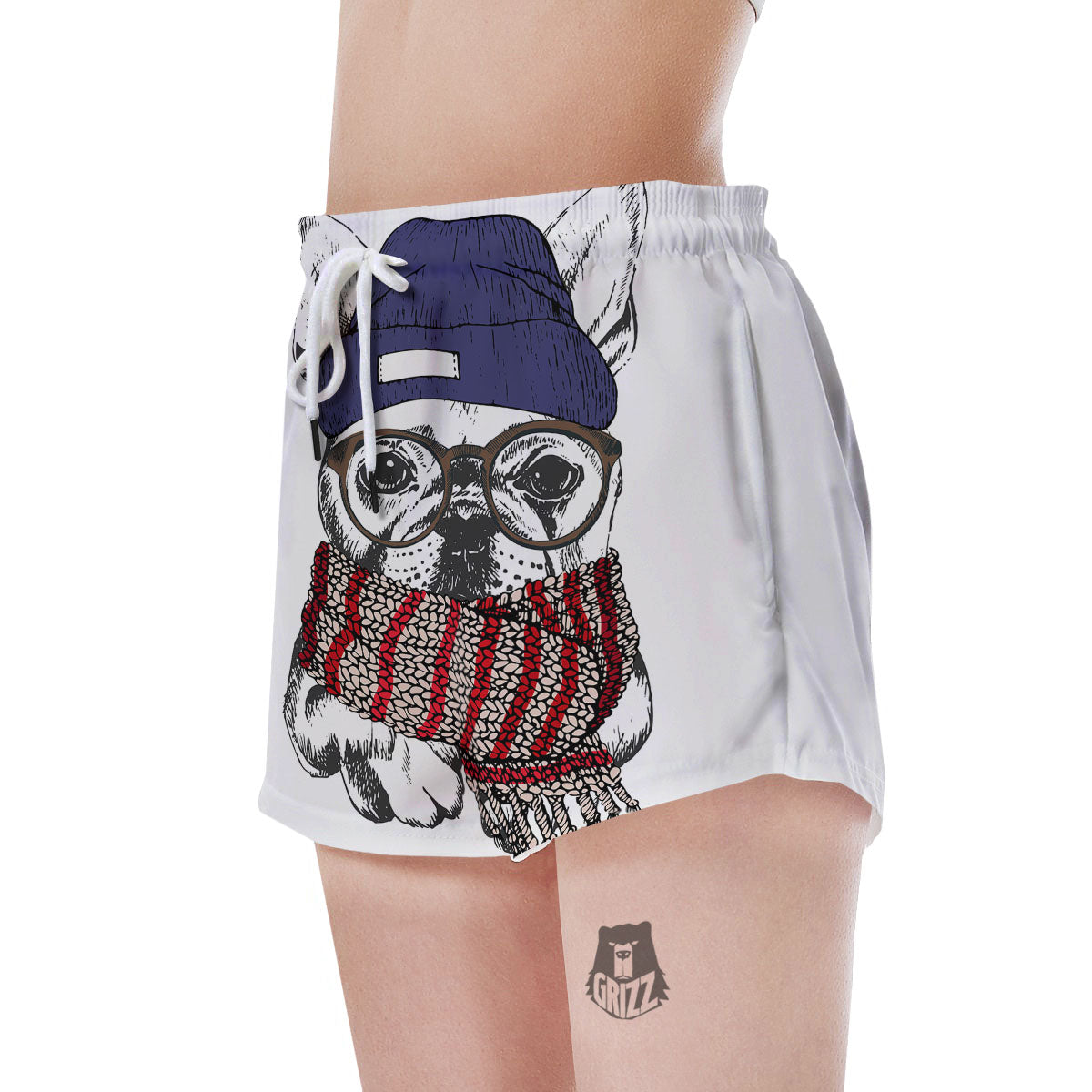 French Bulldog Wearing Glasses Print Women's Shorts-grizzshop