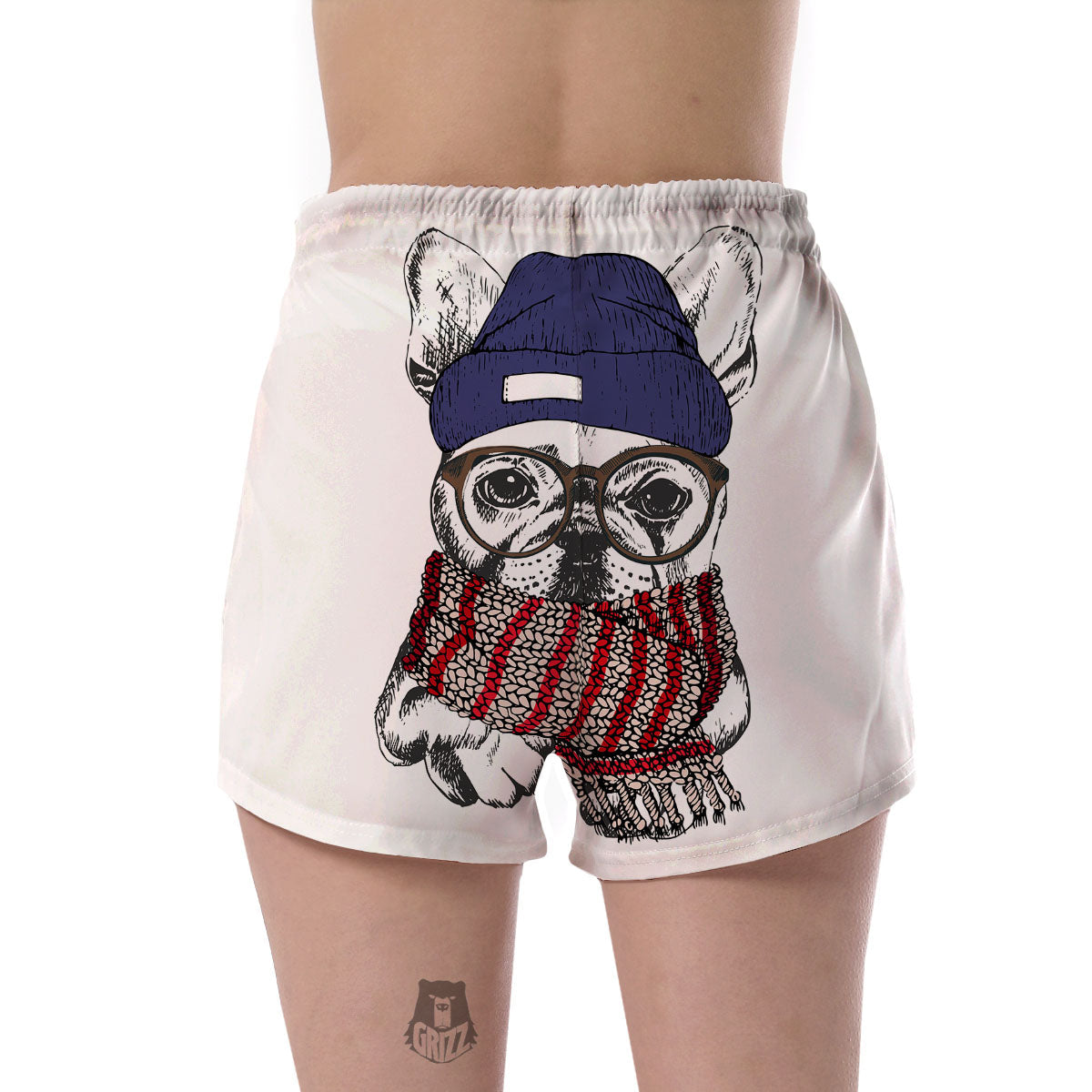 French Bulldog Wearing Glasses Print Women's Shorts-grizzshop