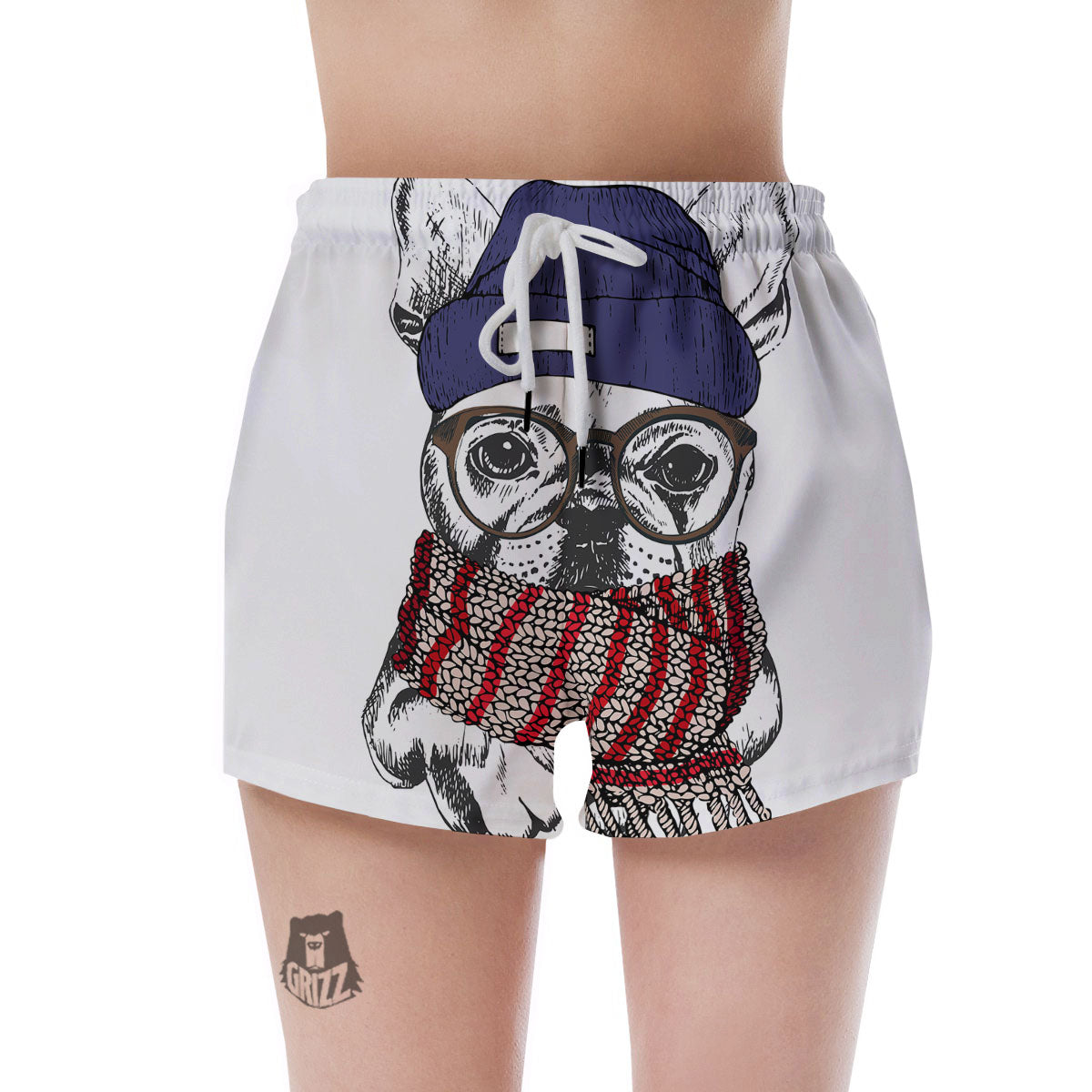 French Bulldog Wearing Glasses Print Women's Shorts-grizzshop