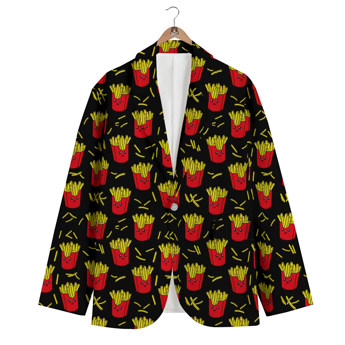 French Fries Cartoon Cute Print Pattern Men's Blazer-grizzshop