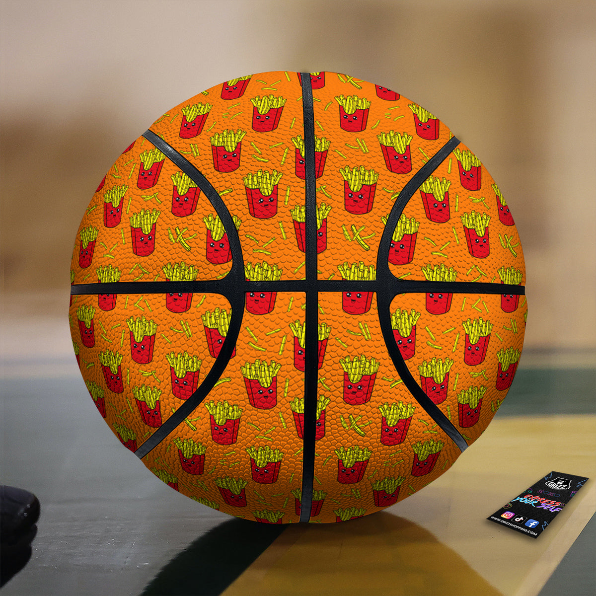 French Fries Cartoon Print Pattern Basketball-grizzshop