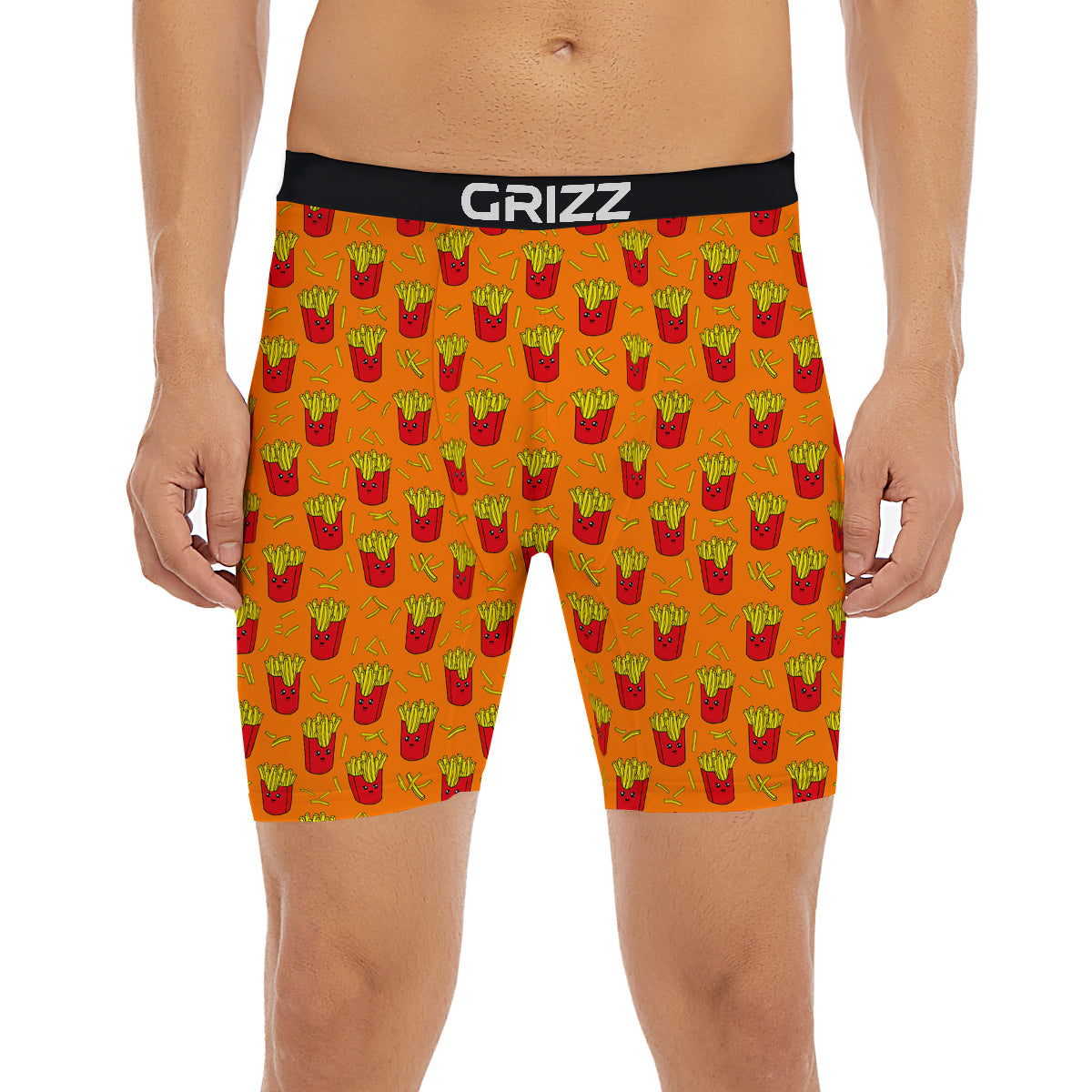 French Fries Cartoon Print Pattern Boxer Briefs-grizzshop