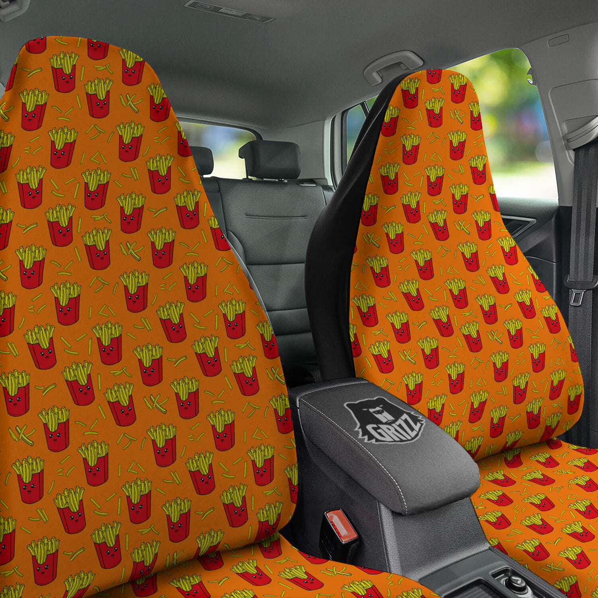 French Fries Cartoon Print Pattern Car Seat Covers-grizzshop