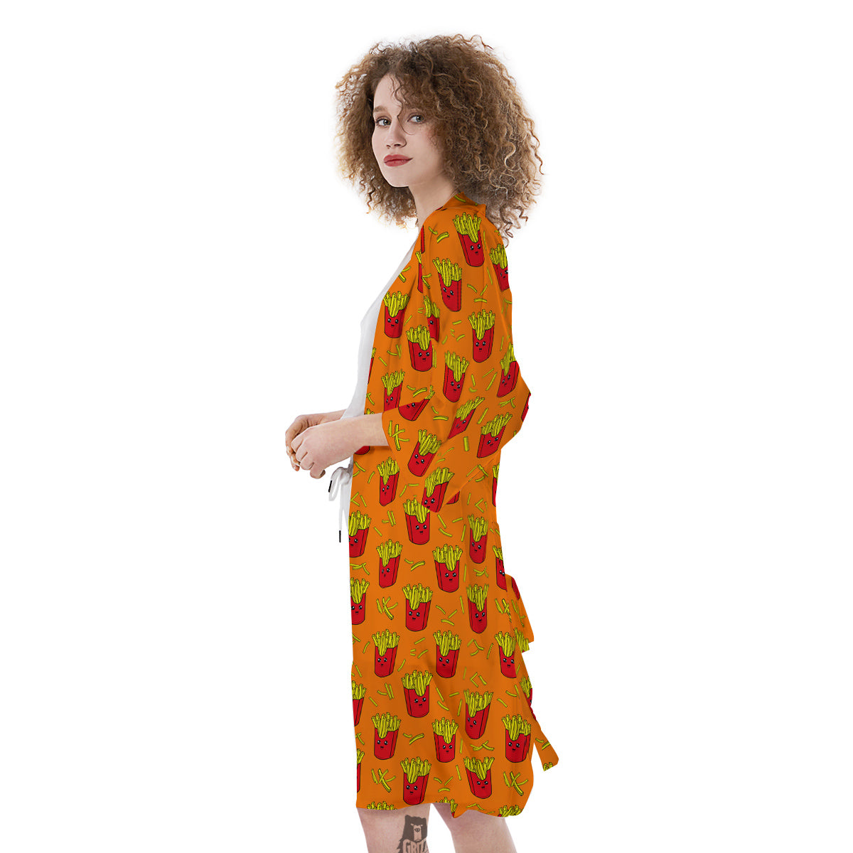 French Fries Cartoon Print Pattern Kimono-grizzshop